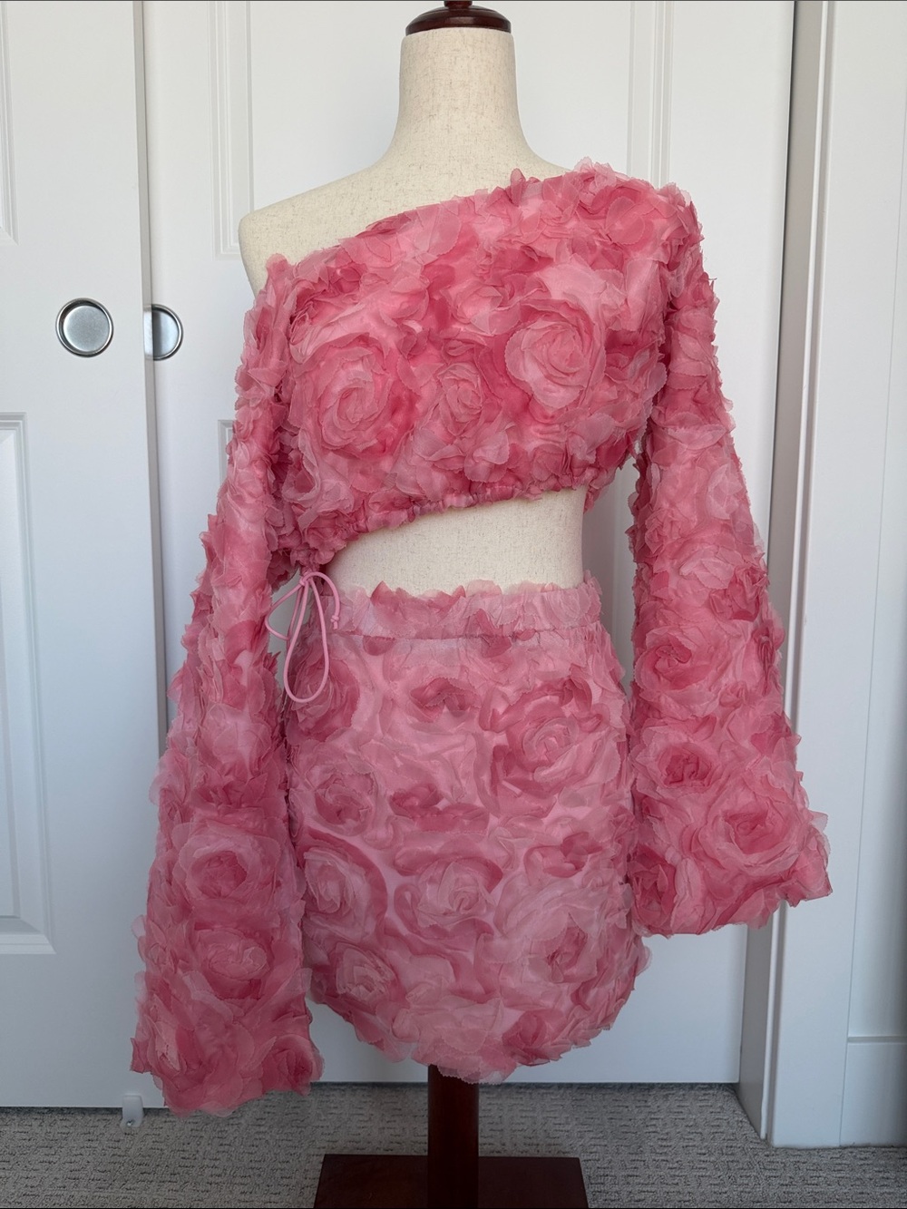 One-Shoulder Pink Floral matching set